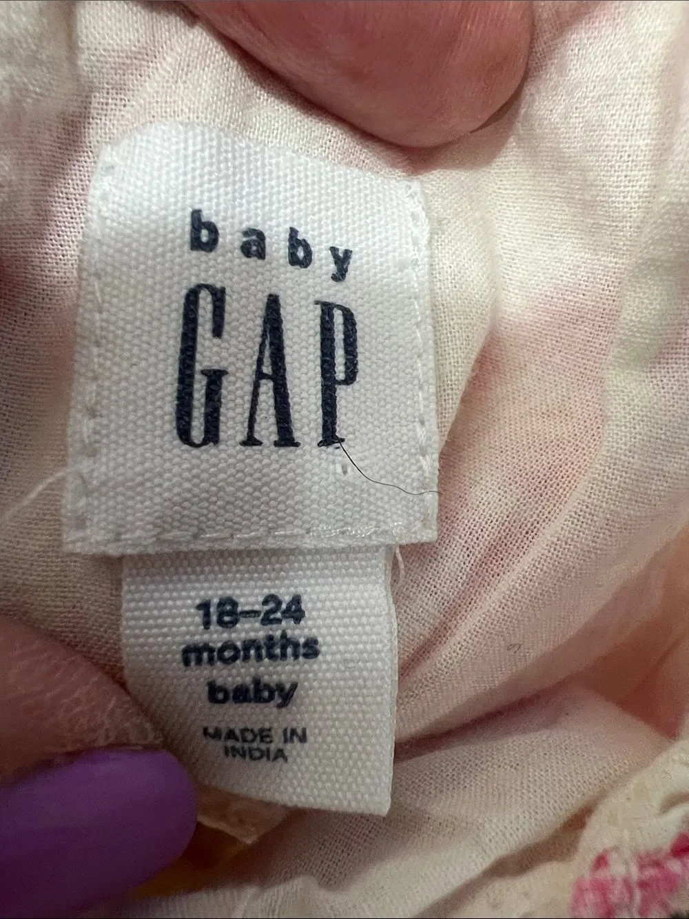 Baby GAP pink and white floral print smocked cotton dress 24 months